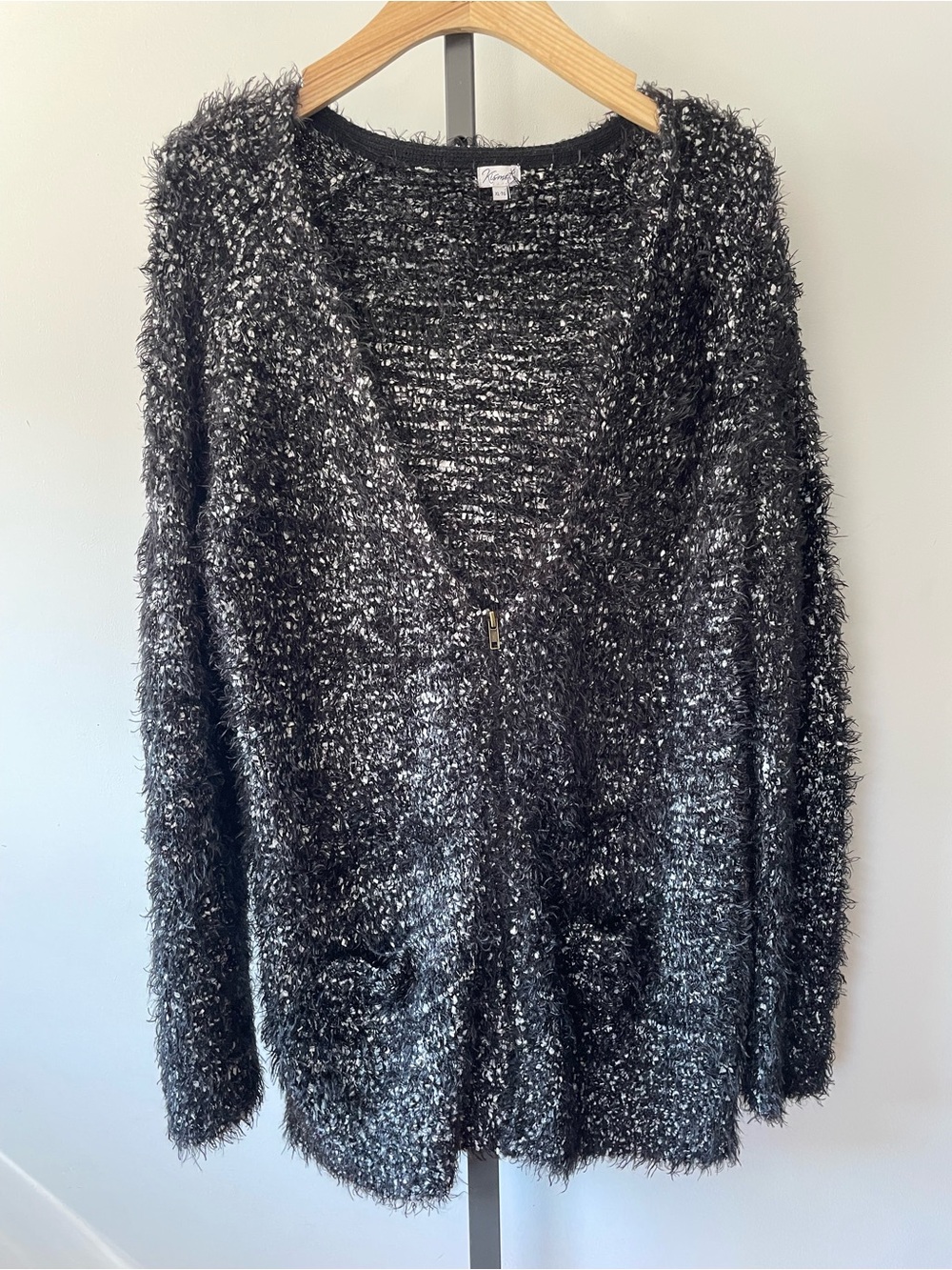 Kismet Eyelash Knit Fuzzy Zip Up Cardigan Sweater Size XL